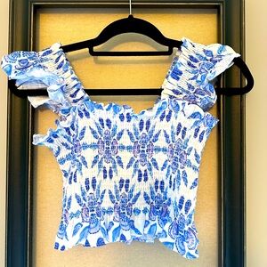 Hill House linen crop top, size S